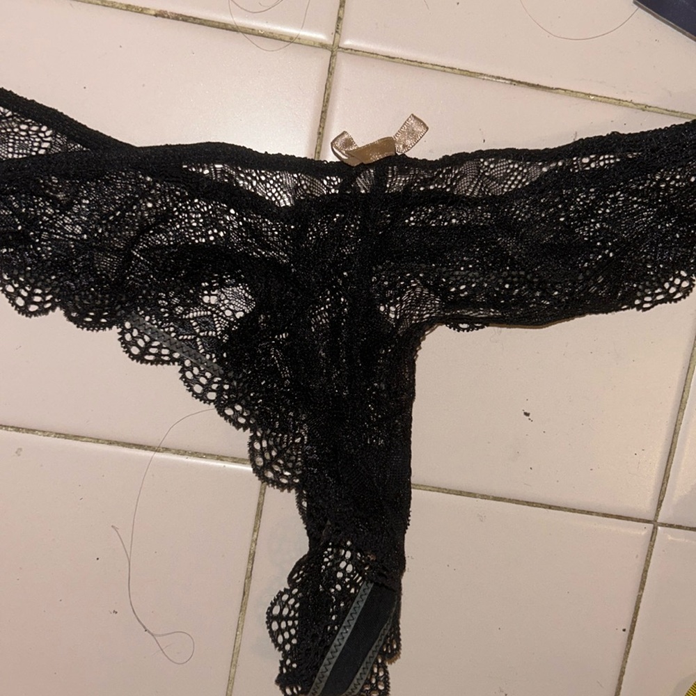 FREEEEE!!!  NWOT Black LACE THONG Sz M/L